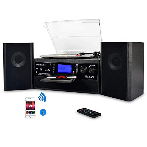 auna Microstar – Minicadena de música Vertical, Reproductor de CD,  Bluetooth, Altavoces estéreo, USB, Pantalla LCD, iluminación LED, Vertical  o en