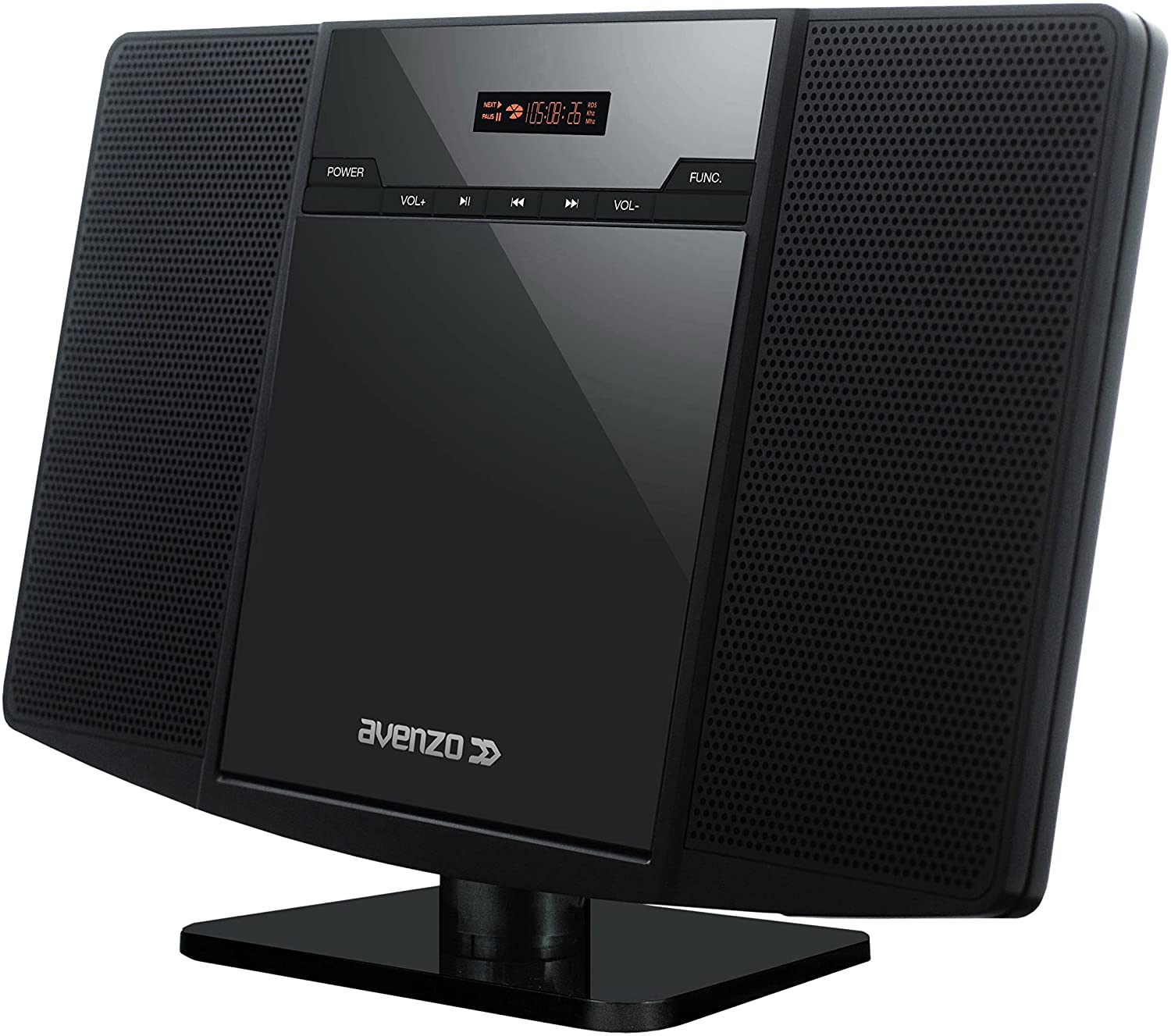auna Microstar – Minicadena de música Vertical, Reproductor de CD,  Bluetooth, Altavoces estéreo, USB, Pantalla LCD, iluminación LED, Vertical  o en